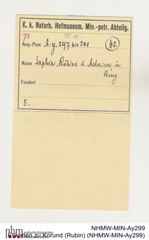 Etiketten zu Korund (Rubin) (NHMW-MIN-Ay299)